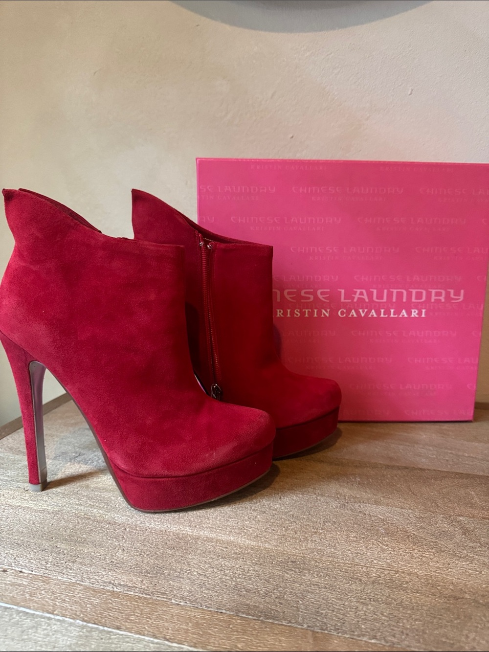 Chinese Laundry Crimson Suede Platform Ankle Booties